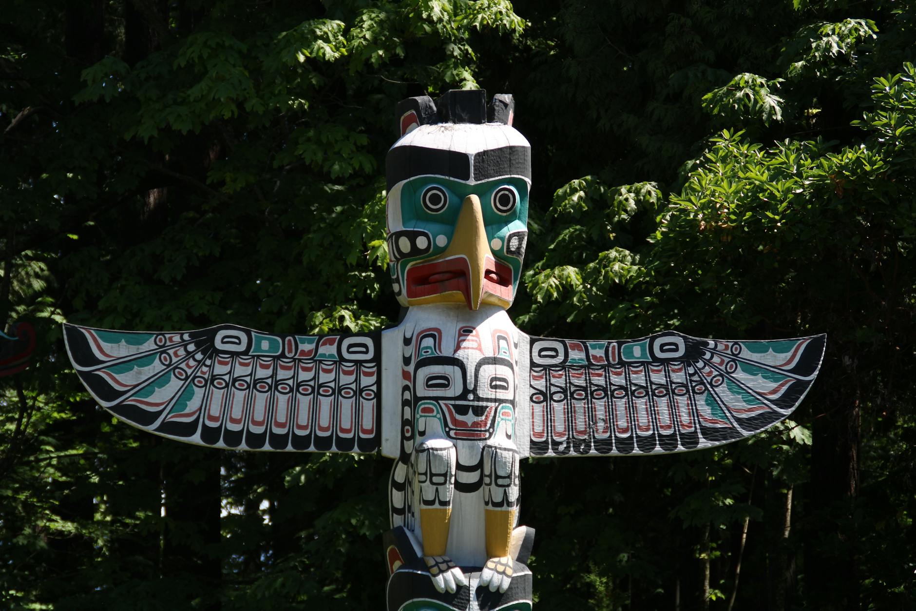 Indigenous totem pole museum forest