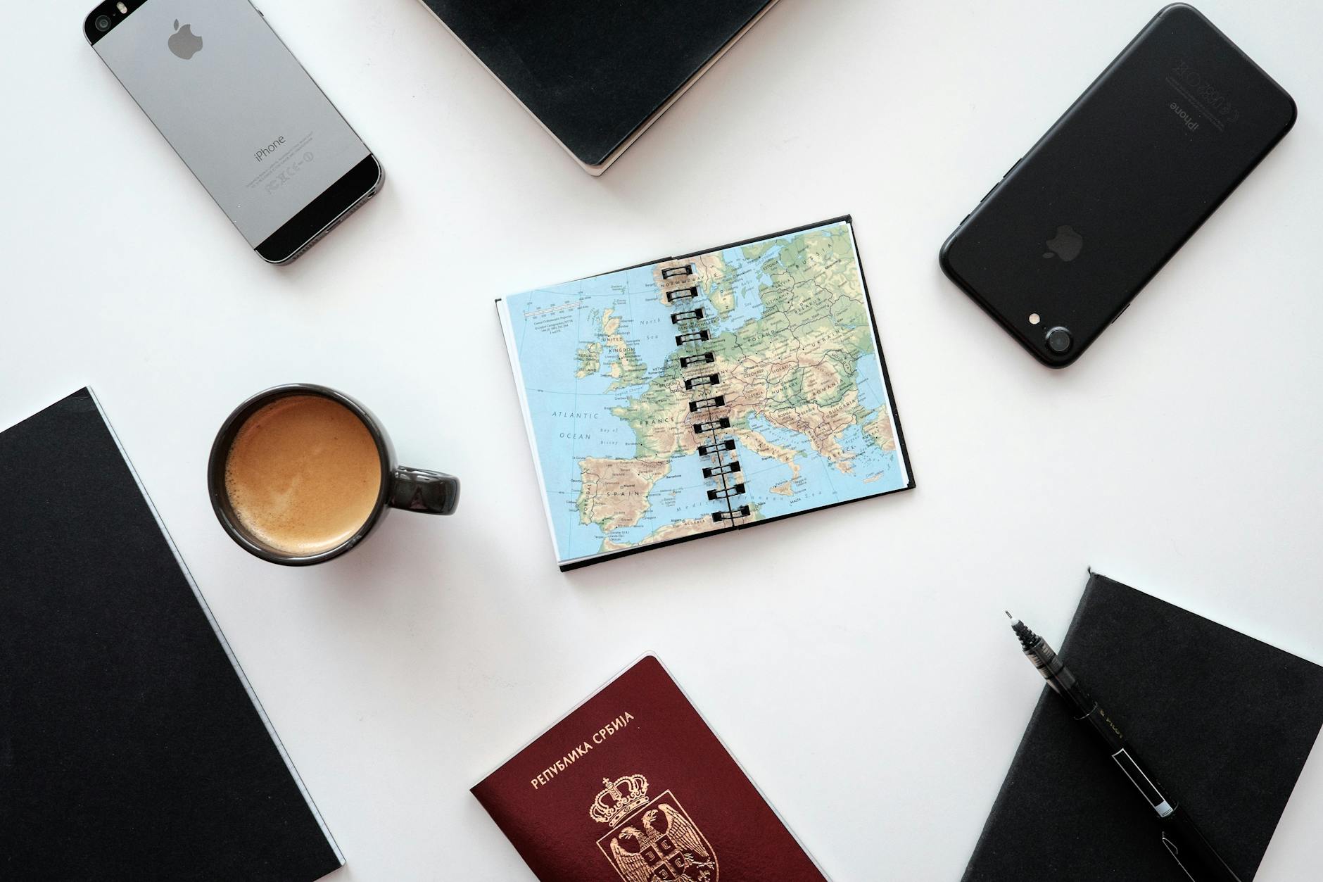 Travel itinerary planner notebook for the week