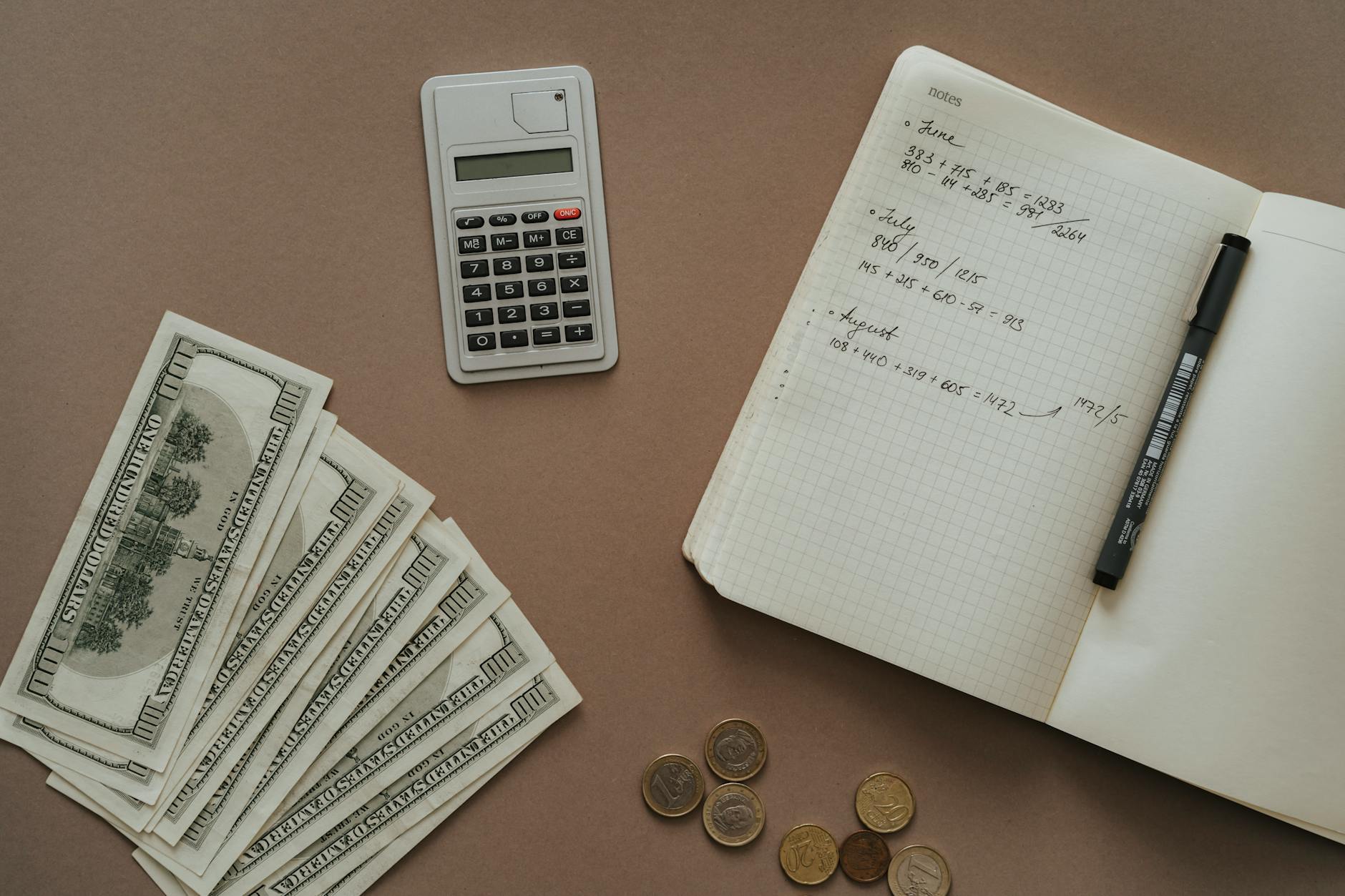 Budget travel planning notebook and phone