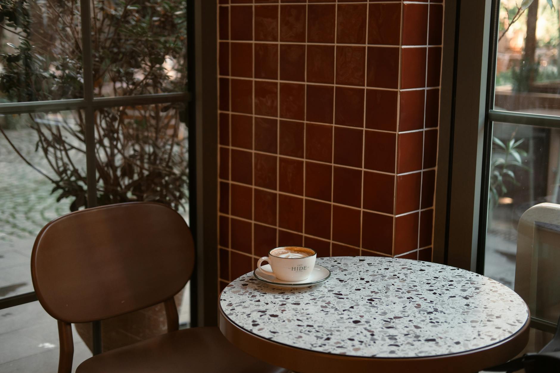 Cozy warm indoor café in winter
