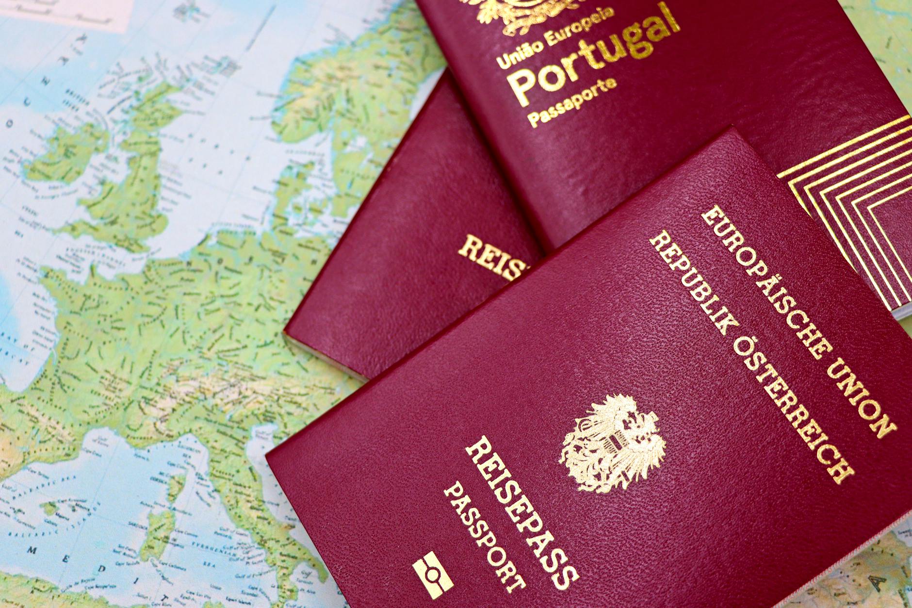Passport and travel documents on desk