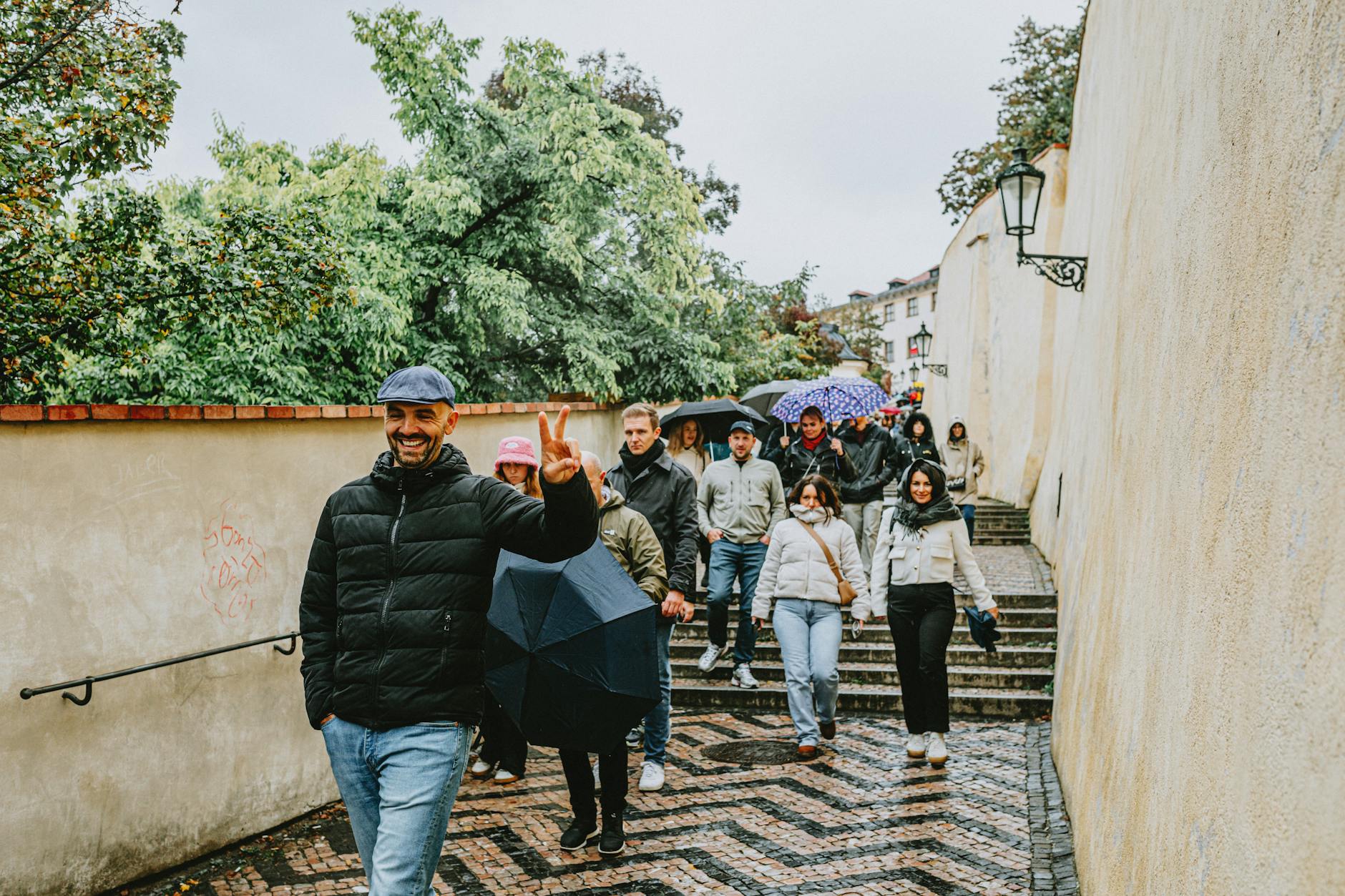 Tour guide leading visitors through historic streets