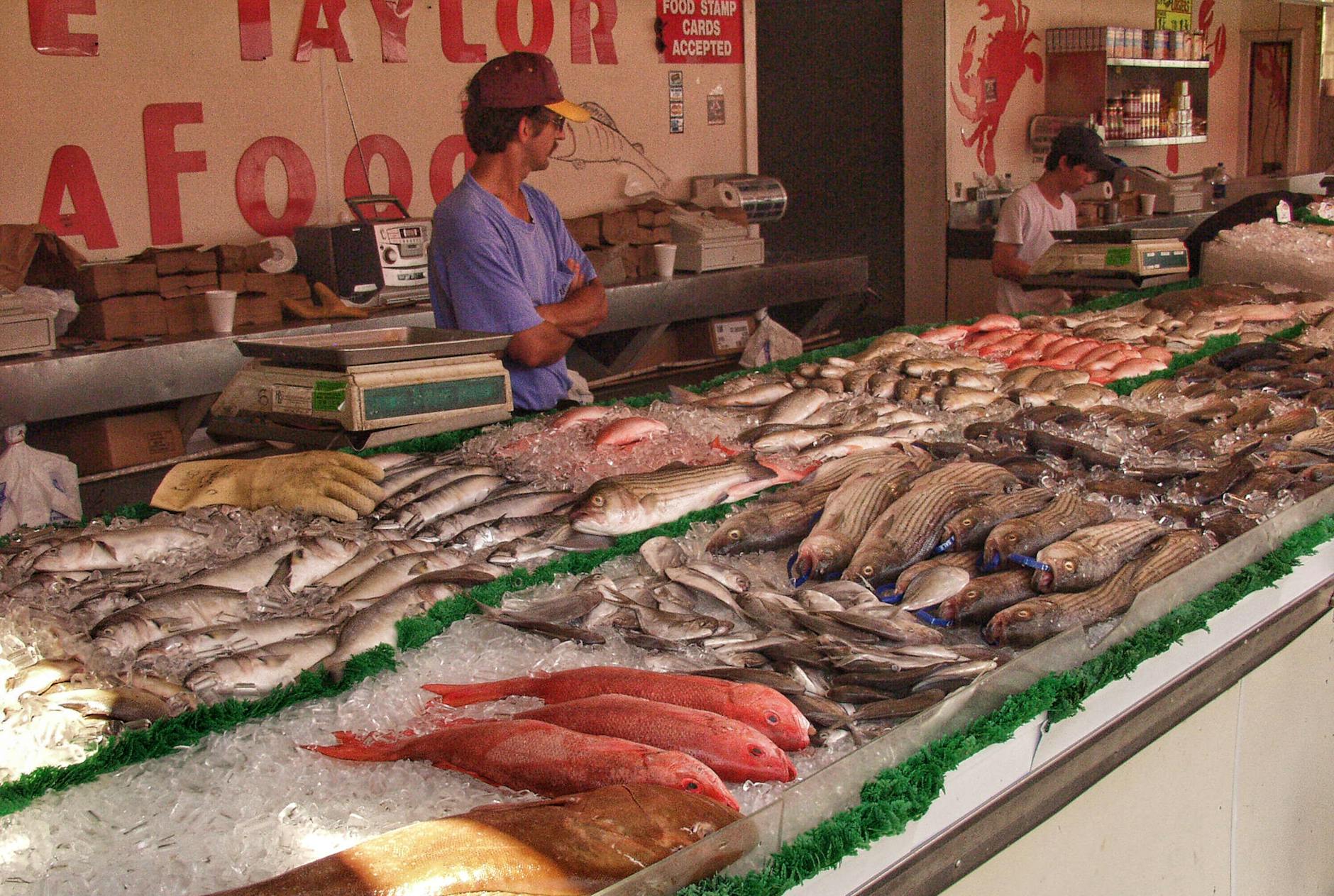 Public market fish and seafood counter
