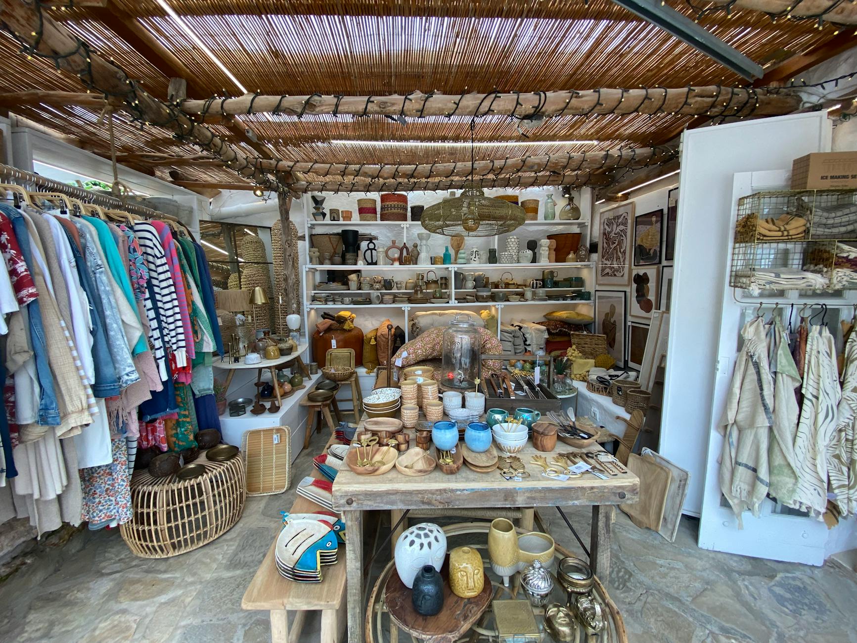 Boutique craft shop interior with handmade goods