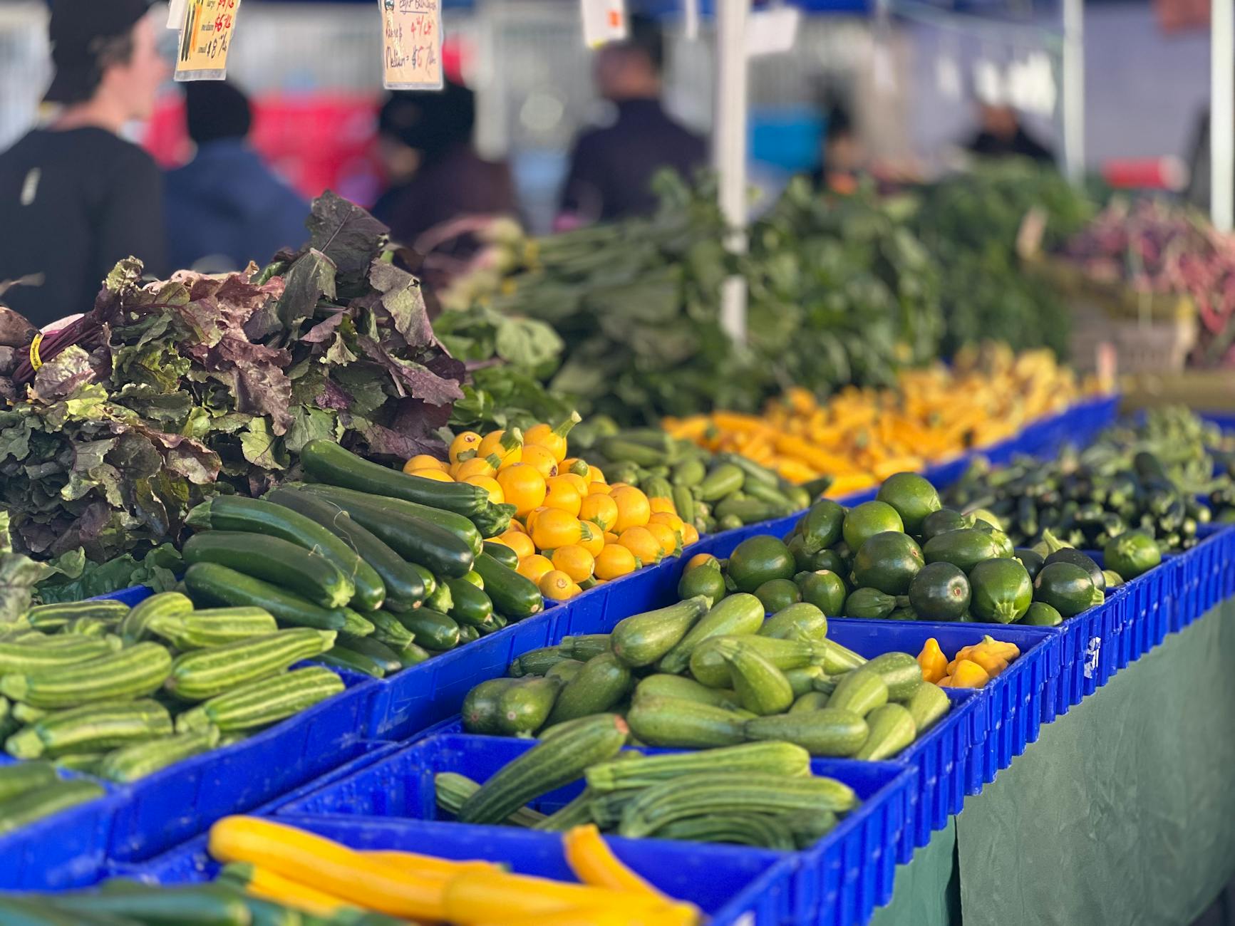 Public market produce stalls fresh vegetables