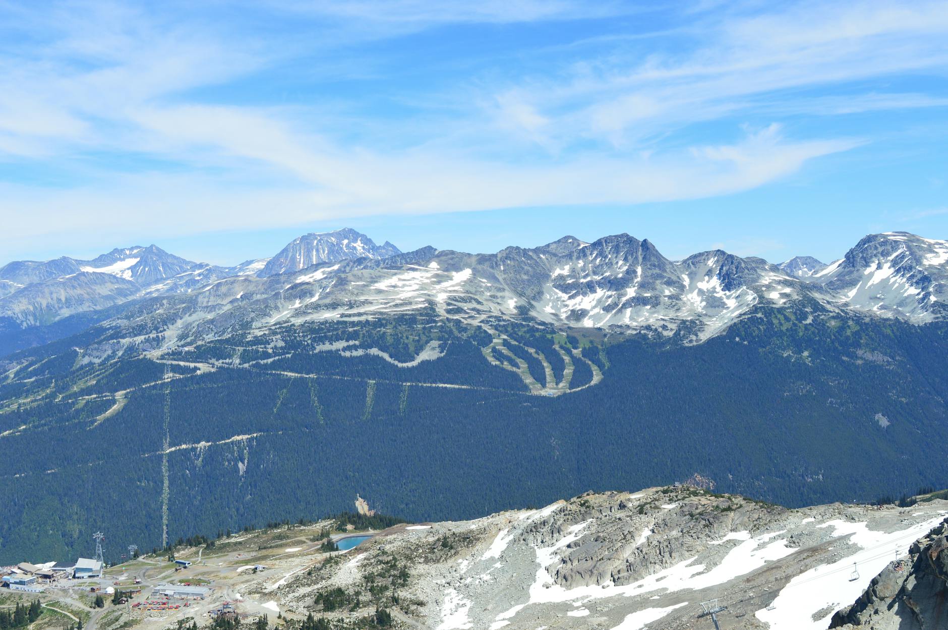Whistler mountain ski village panorama
