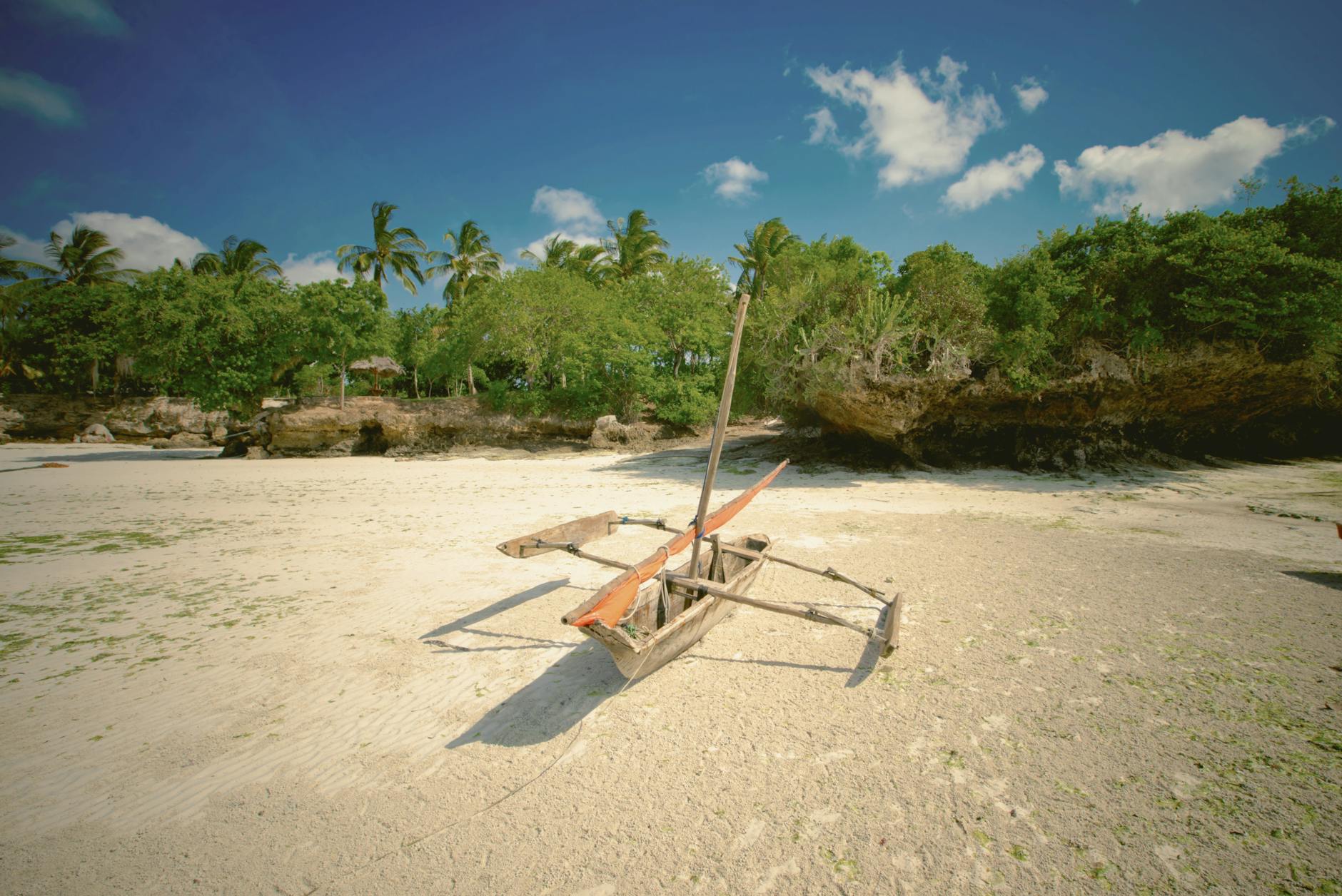 Traditional Indigenous canoe on coastal waters
