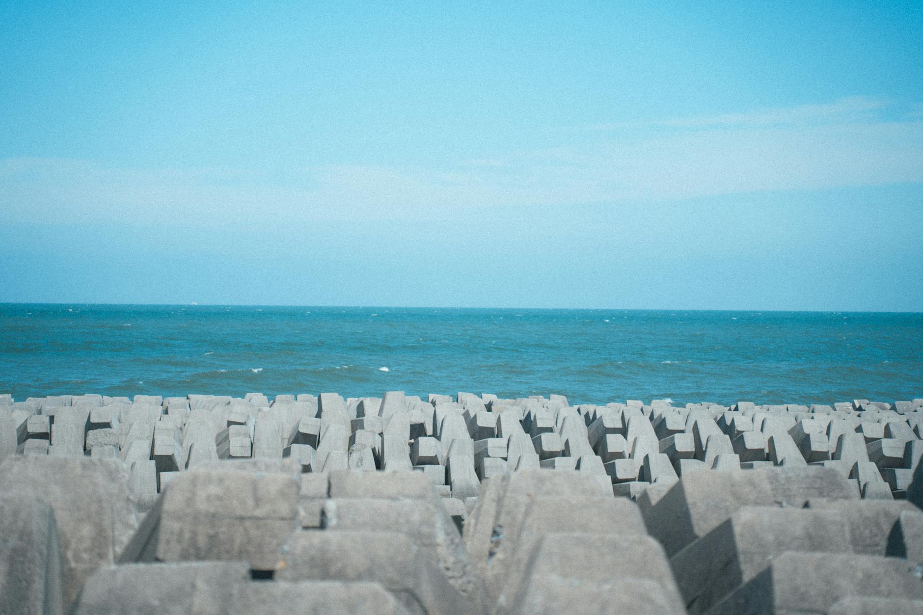 Seawall beach Pacific Ocean walk