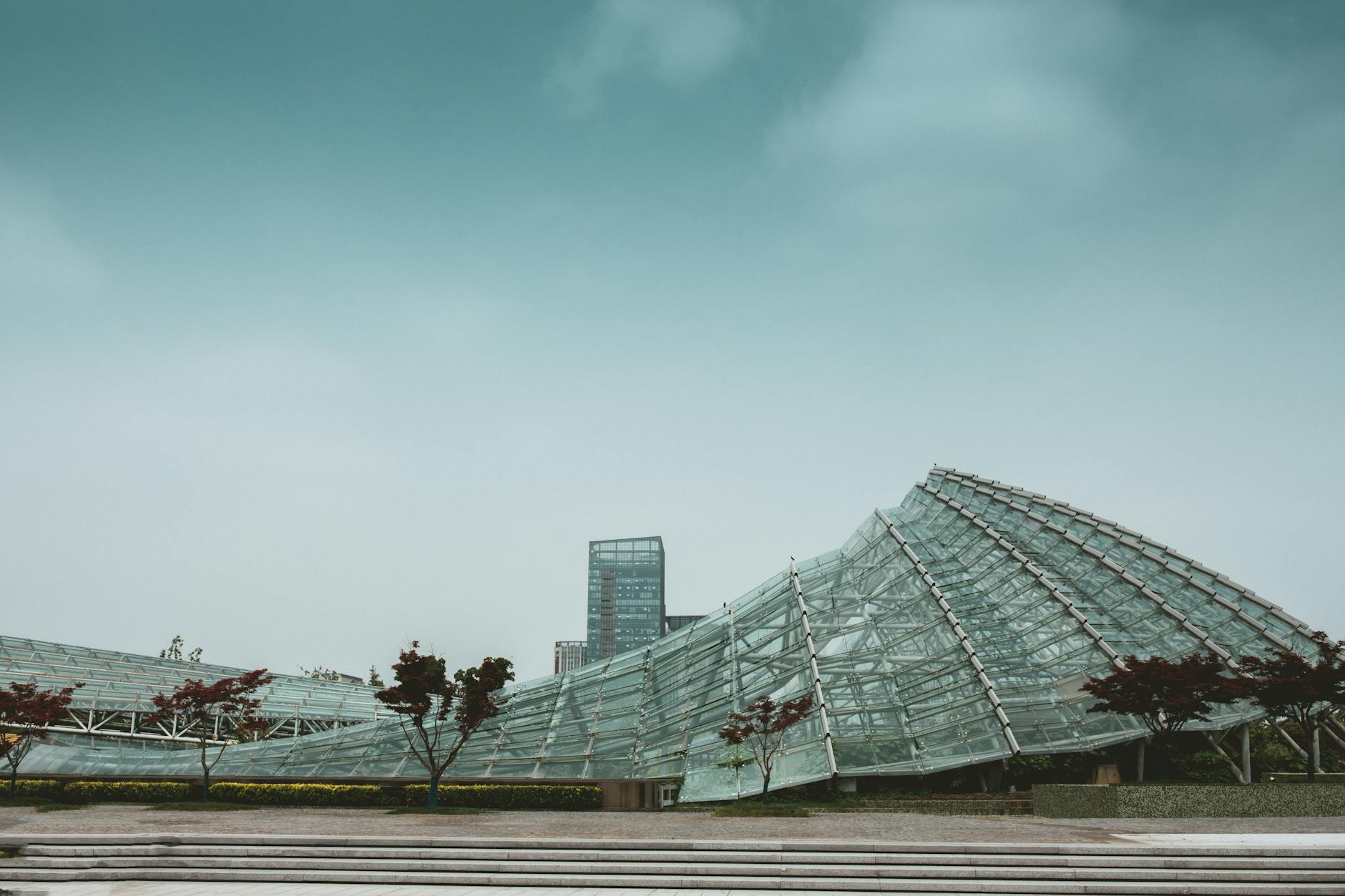 Modern museum glass and concrete architecture