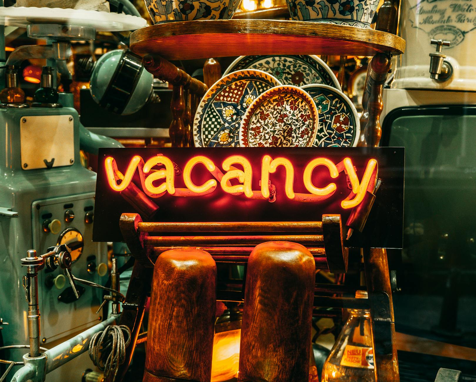 Vintage neon sign exhibit in museum