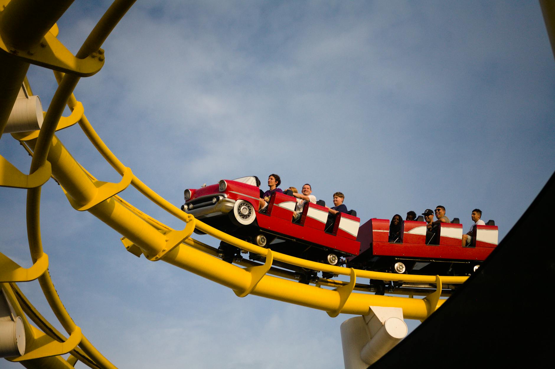 Amusement park rollercoaster and rides