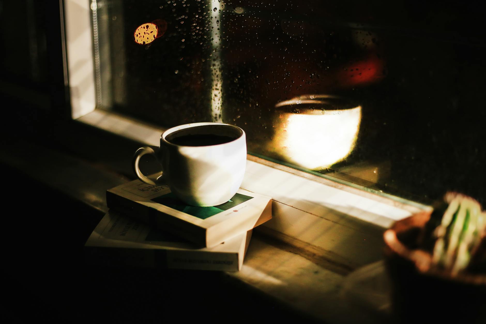 Rainy day cozy cafe coffee