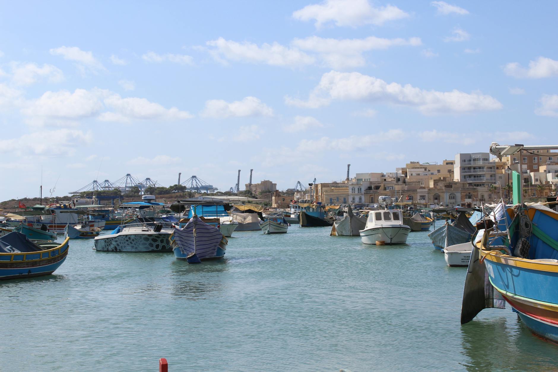 Fishing boats in historic harbour village