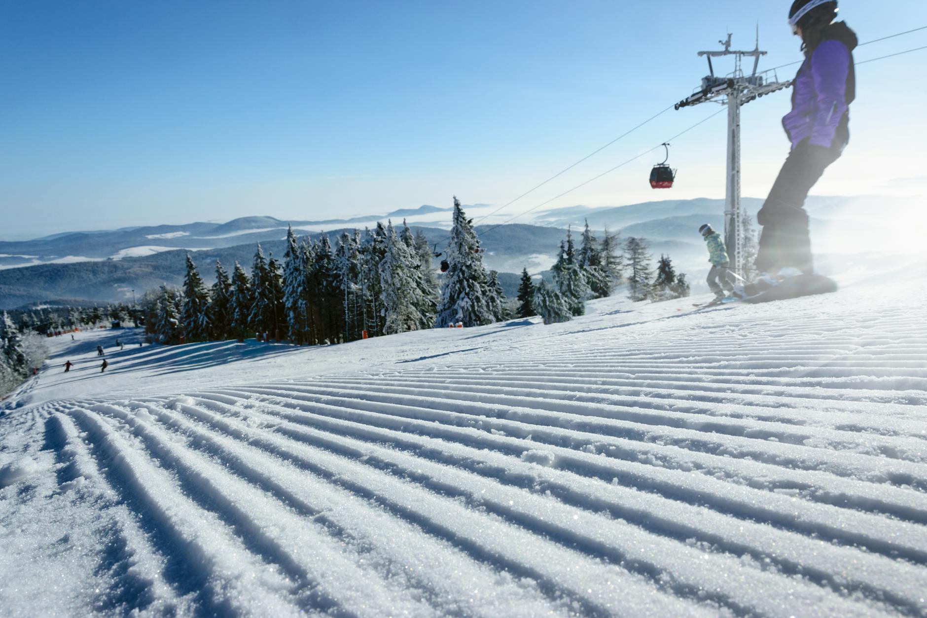Skiing snowboarding alpine resort