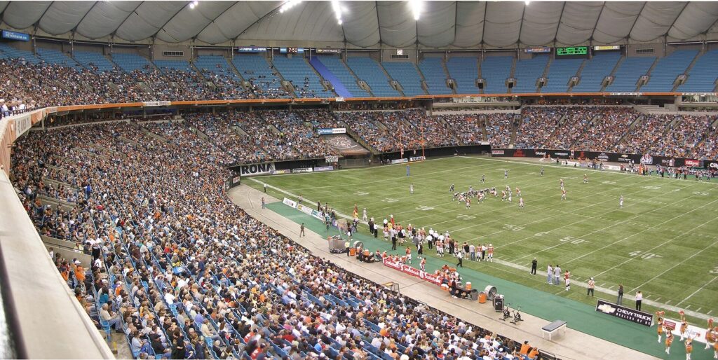 BC Lions football game at BC Place in 2005 under the old white air-supported roof